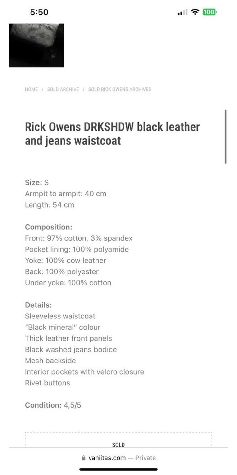 Rick Owens rick owen drkshdw black leather/mesh w… - image 8