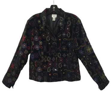 Chico's silk multi fabric bronze and navy embellished jacket, Size 3 or XL  - Coats & jackets