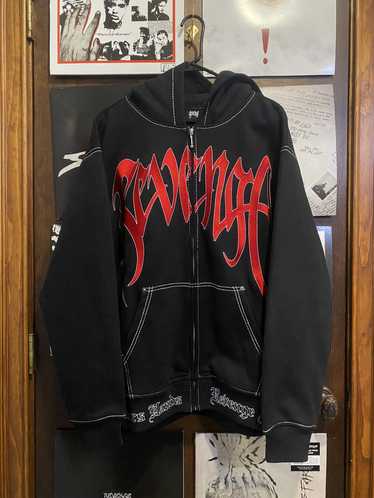 Revenge Official Black Red Contrast Stitch Zip Hoodie - Size M