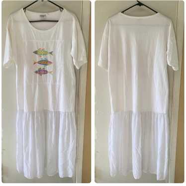 Johnny Was Vintage White Tshirt Dress