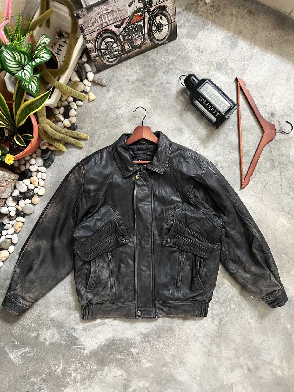 Leather Jacket × Streetwear × Vintage VTG 🖤 Vint… - image 1