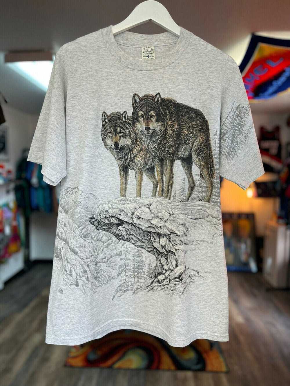 Vintage Vintage 1996 Double Wolf T-shirt Large - image 1