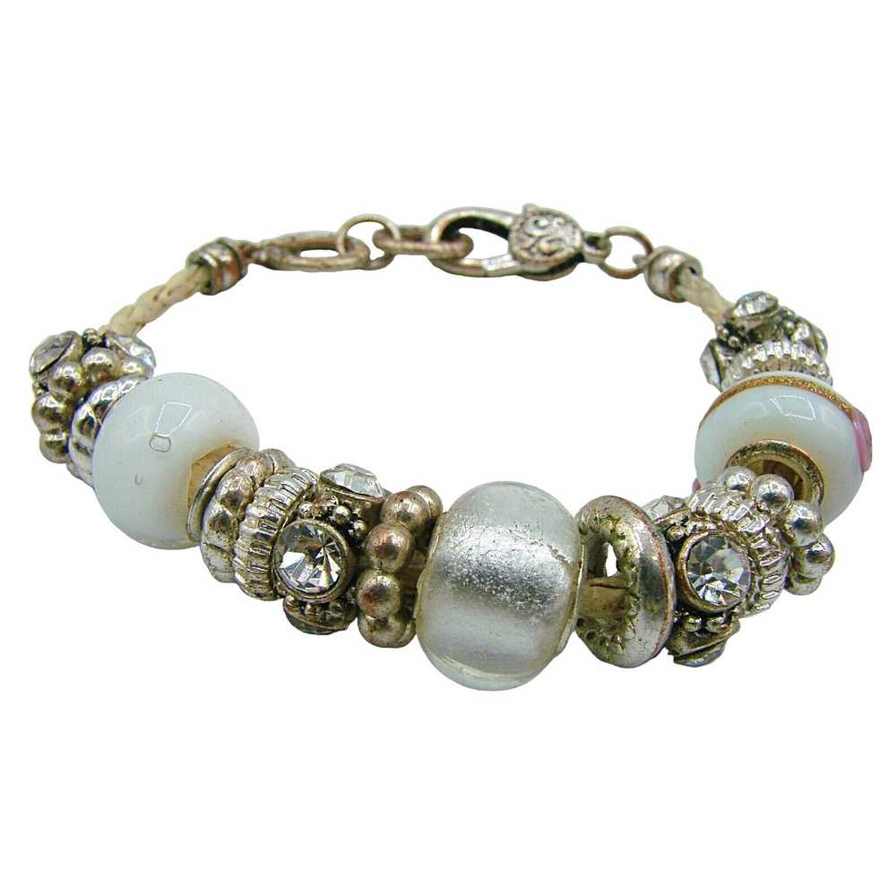 Generic Set 2 Charm Bracelets Glass Beads Rhinest… - image 2