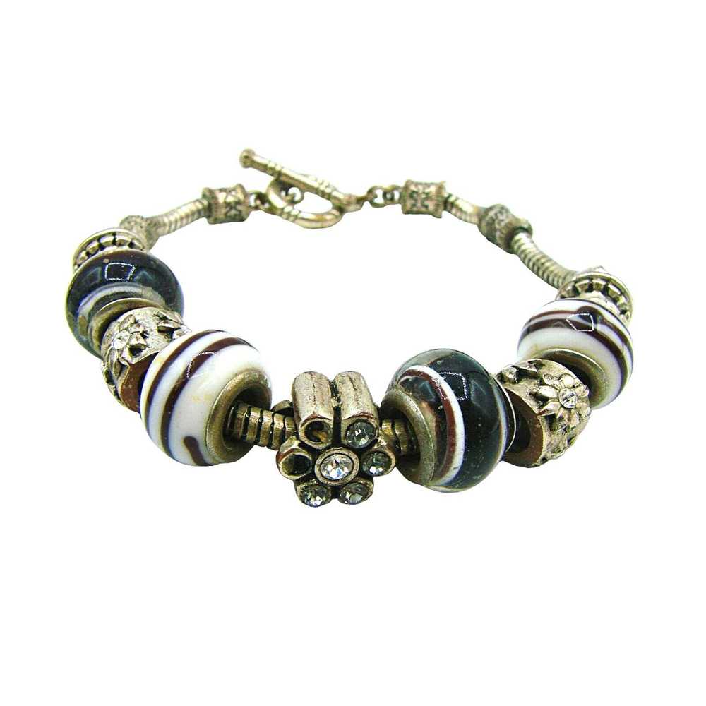 Generic Set 2 Charm Bracelets Glass Beads Rhinest… - image 3