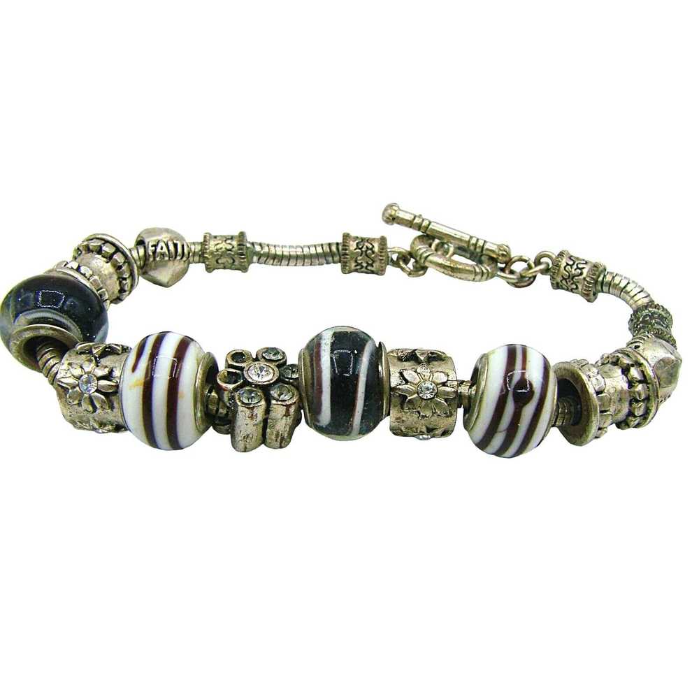 Generic Set 2 Charm Bracelets Glass Beads Rhinest… - image 5