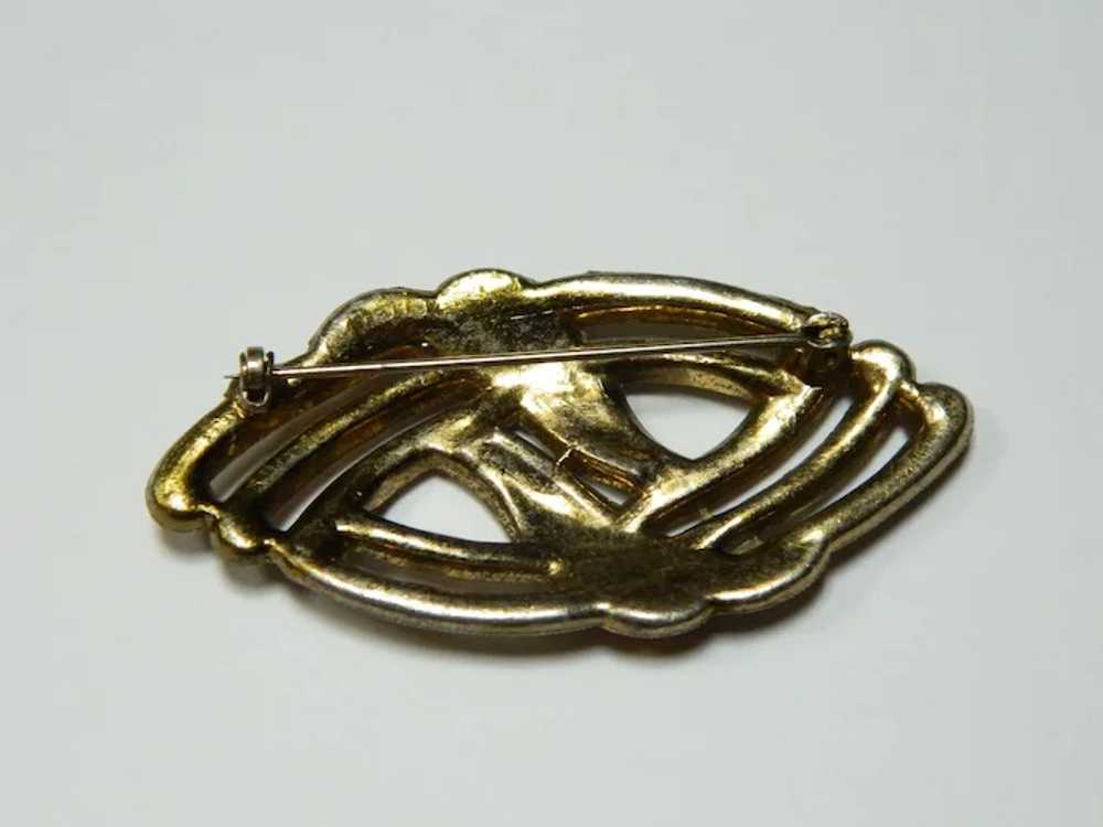 Vintage Faux Marcasite and Rhinestone Brooch - image 3