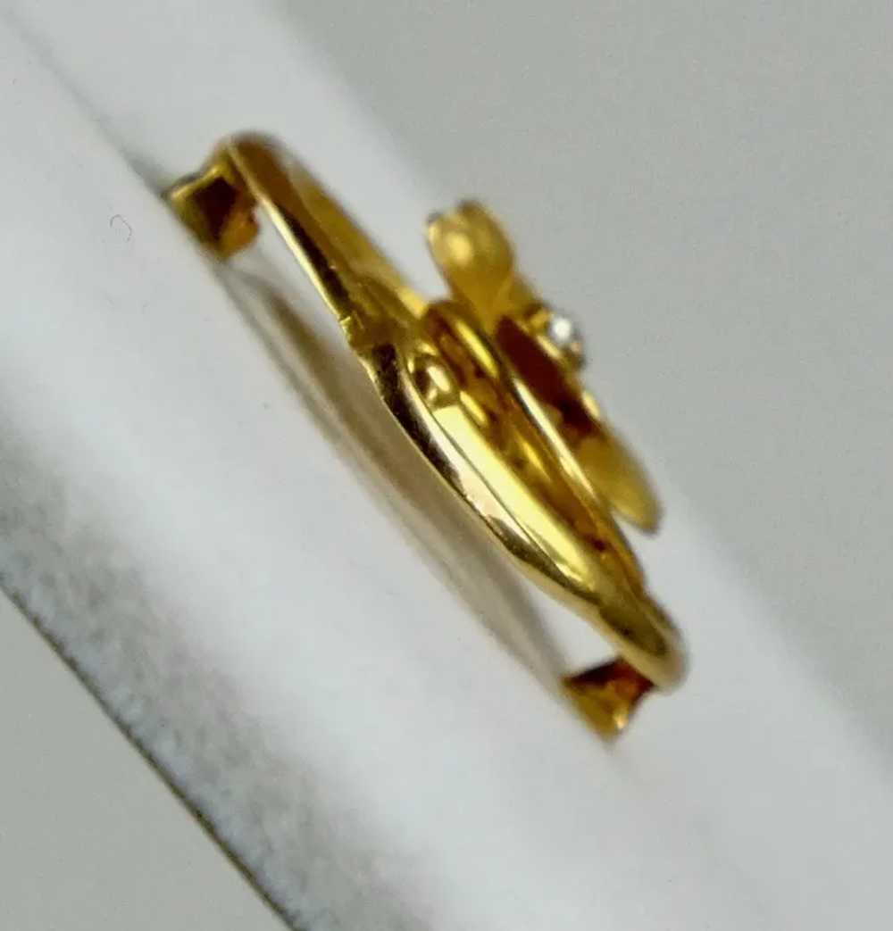 Charming Art Nouveau 14K Gold Diamond 4-Leaf Clov… - image 6