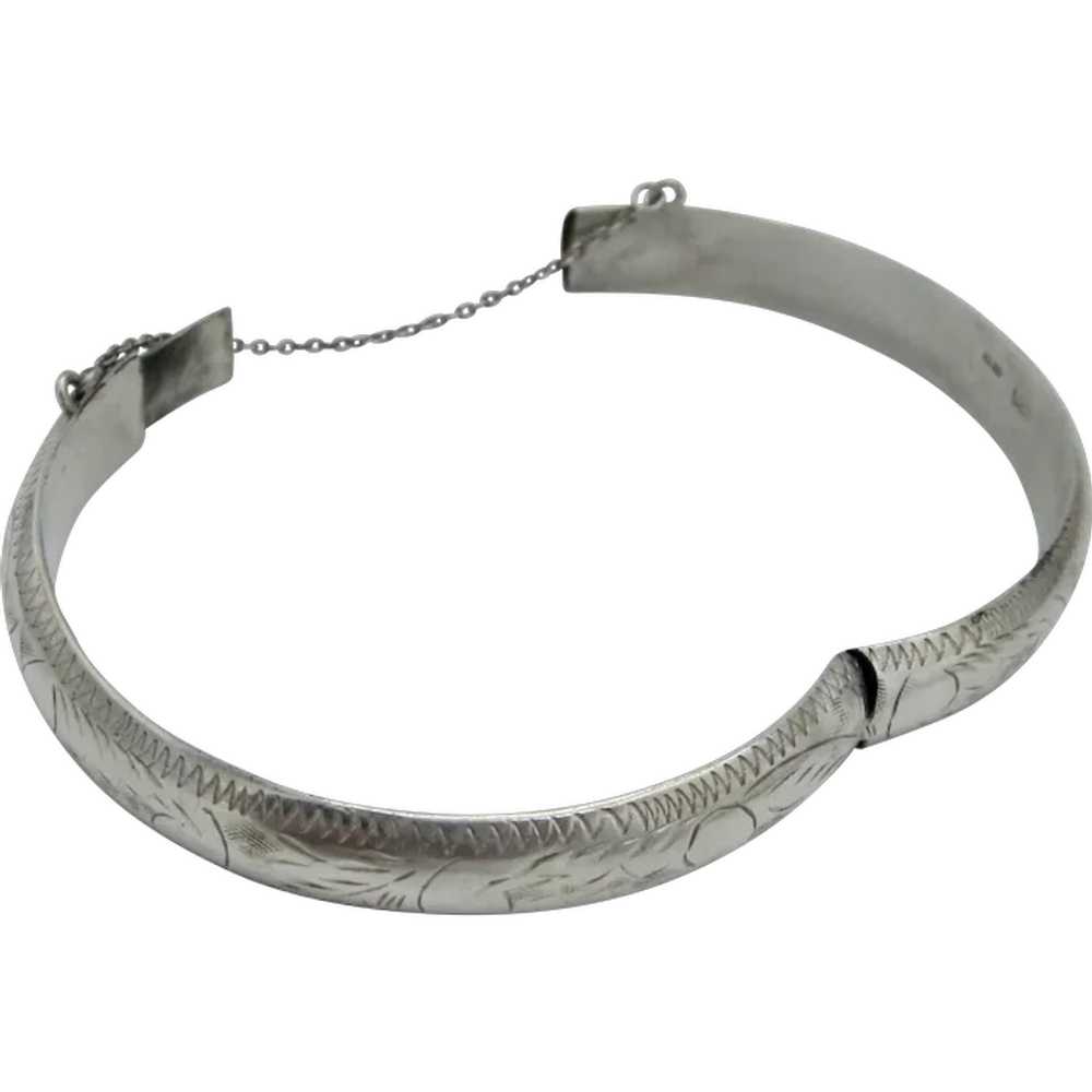 Vintage Sterling Silver 70's Bangle Bracelet - image 1