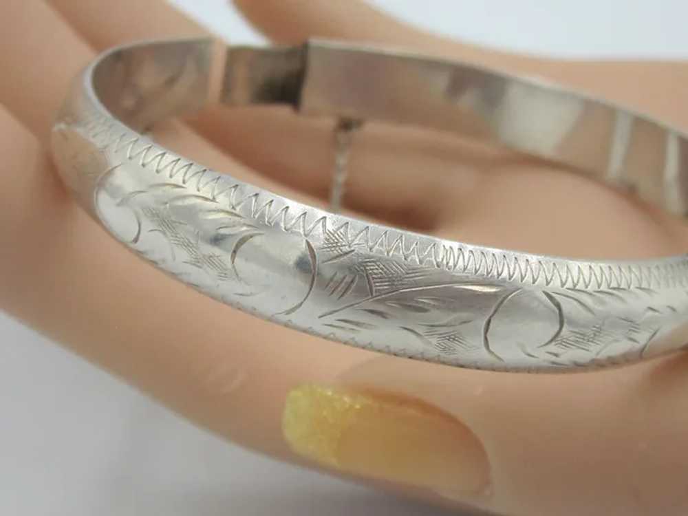 Vintage Sterling Silver 70's Bangle Bracelet - image 2