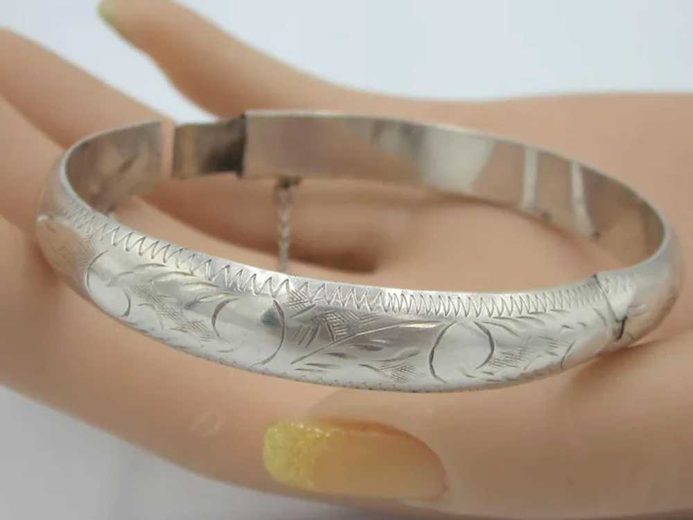 Vintage Sterling Silver 70's Bangle Bracelet - image 4