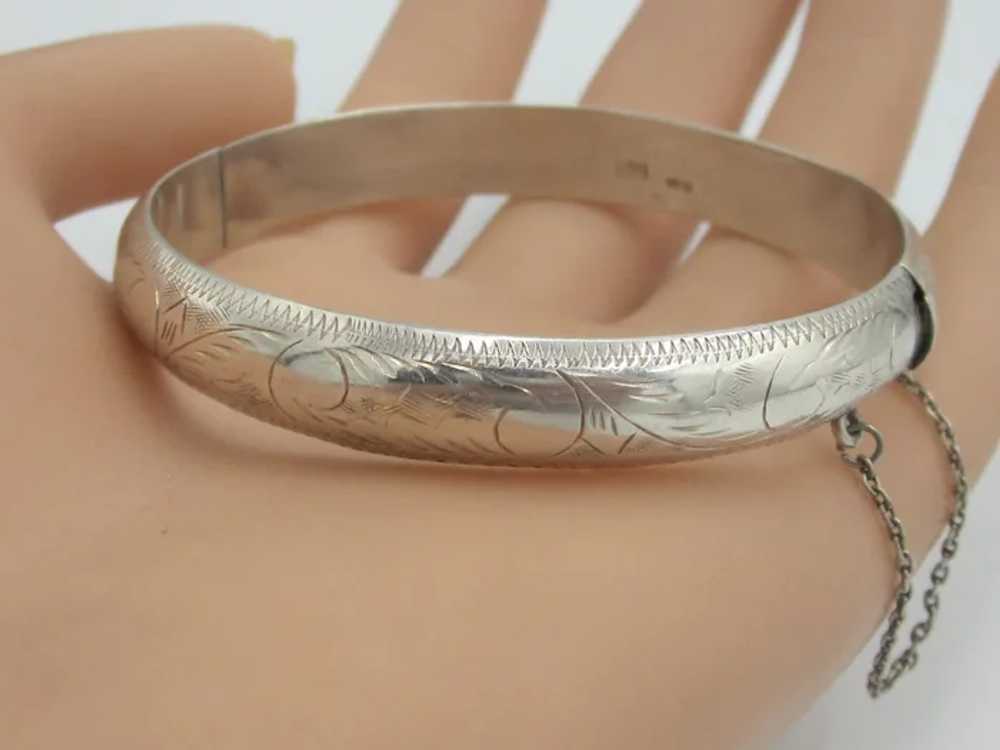 Vintage Sterling Silver 70's Bangle Bracelet - image 6