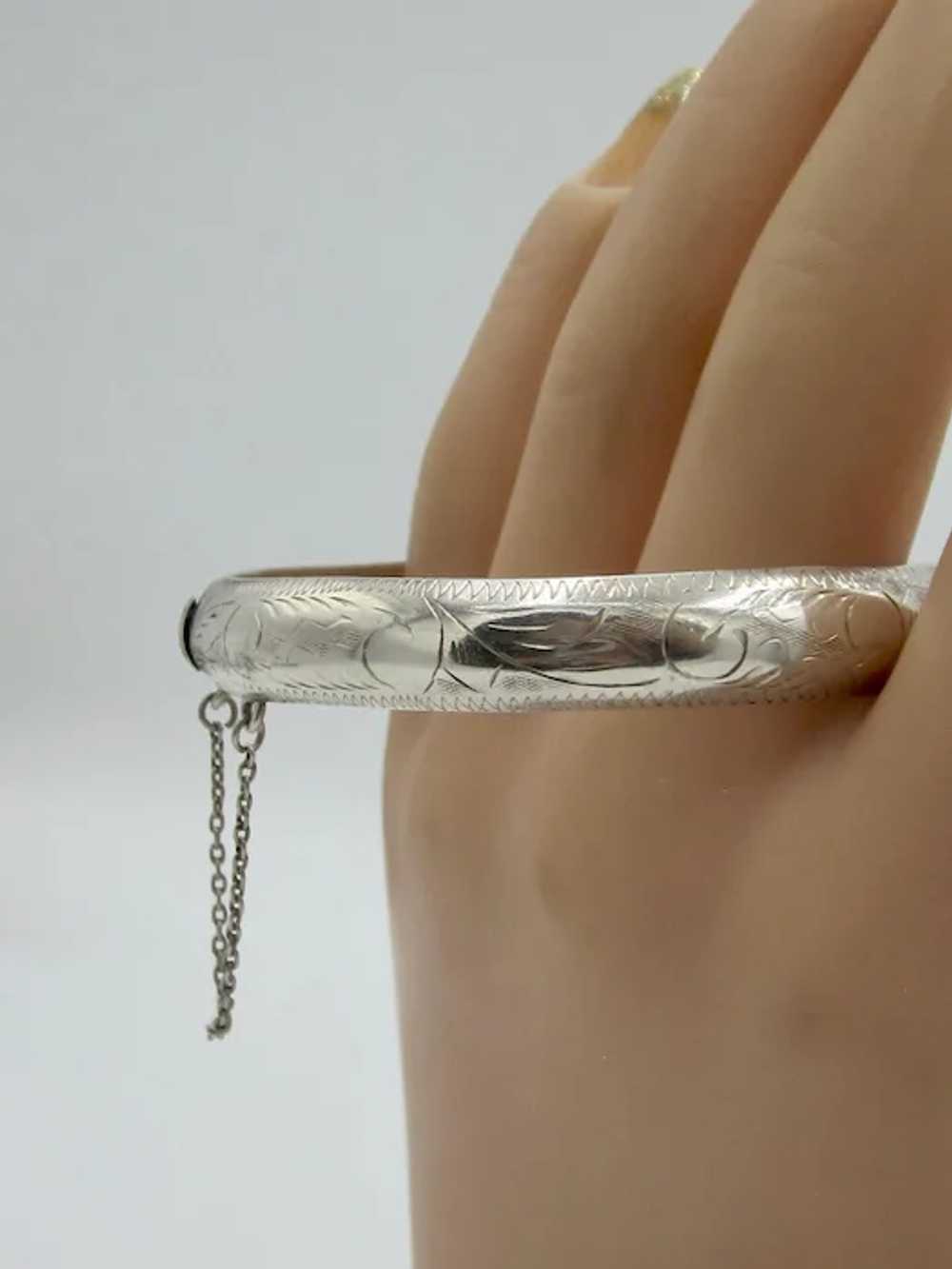 Vintage Sterling Silver 70's Bangle Bracelet - image 7