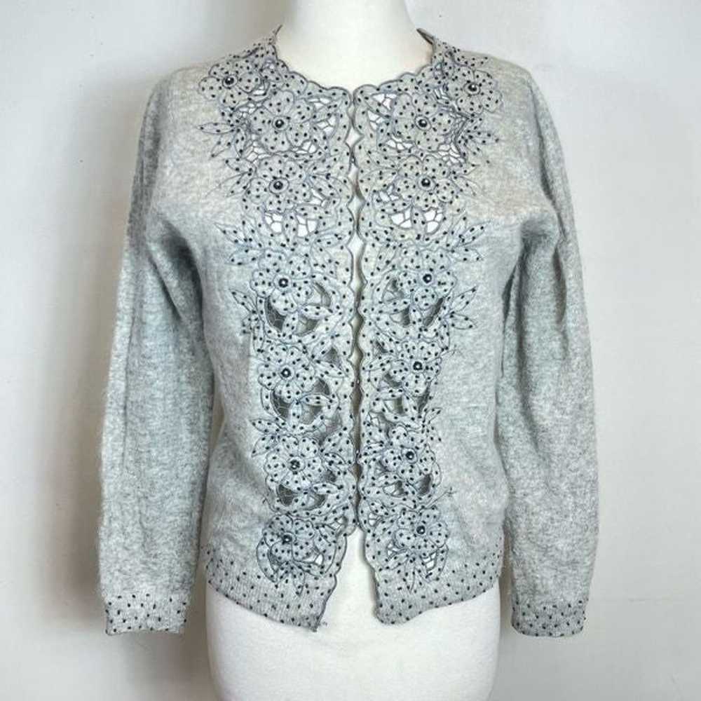 China Embroidery Vintage Cashmere Blend Sweater S - image 1