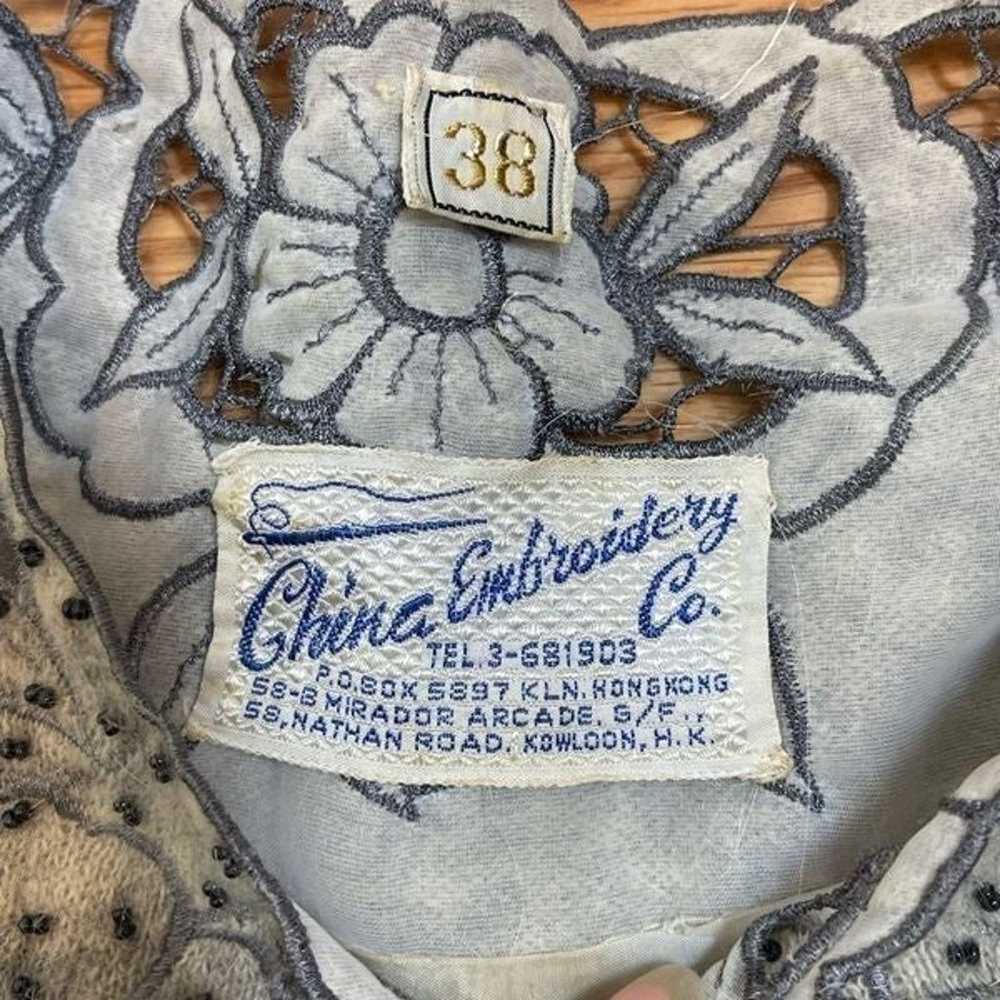 China Embroidery Vintage Cashmere Blend Sweater S - image 3