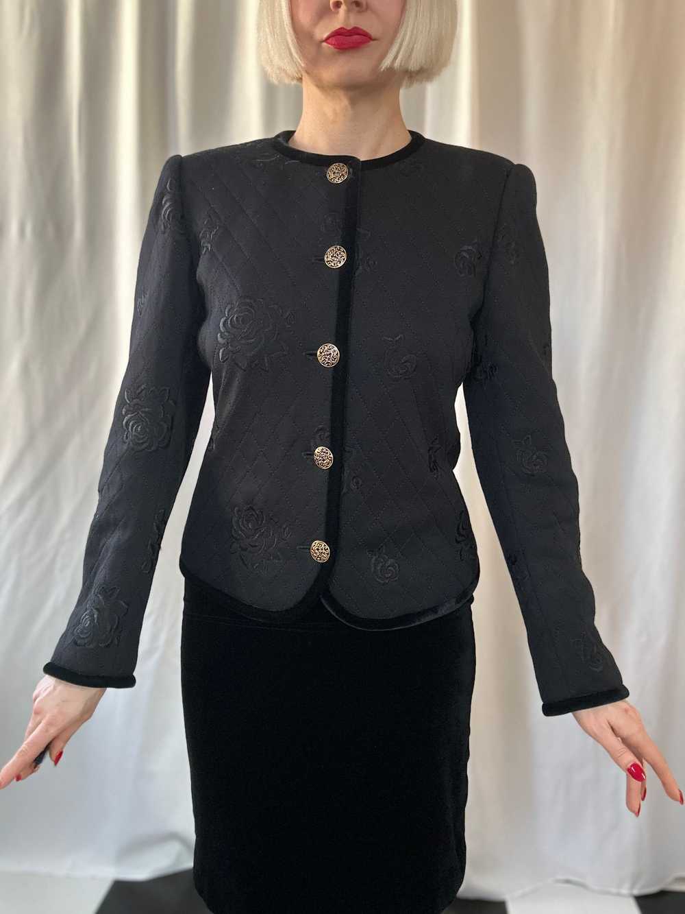 Vintage '90s Emanuel Ungaro Parallèl Black Quilte… - image 11