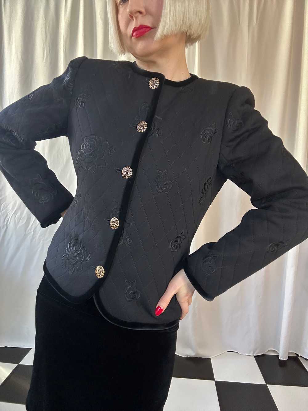 Vintage '90s Emanuel Ungaro Parallèl Black Quilte… - image 12