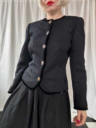 Vintage '90s Emanuel Ungaro Parallèl Black Quilte… - image 1