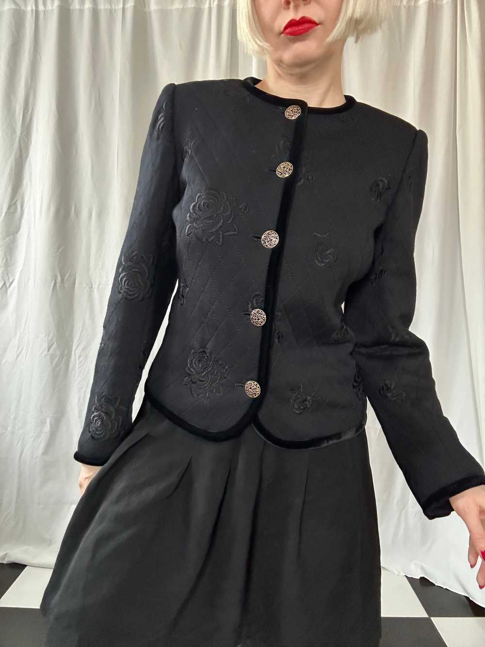 Vintage '90s Emanuel Ungaro Parallèl Black Quilte… - image 3