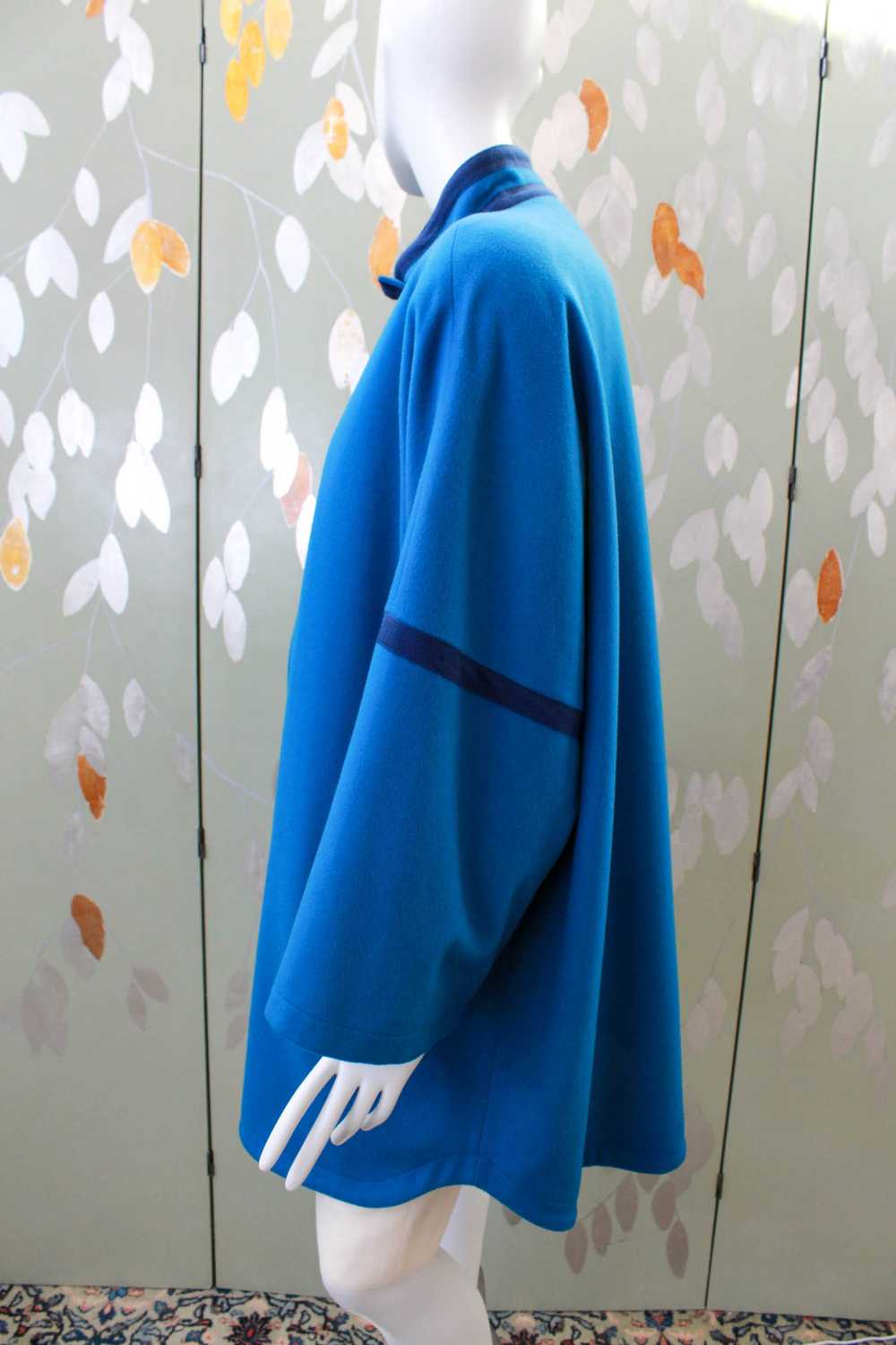 1980s Guy Laroche Blue Wool Coat, Large - image 9