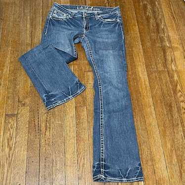 LA Idol USA Y2K vintage flare jeans with contrast… - image 1