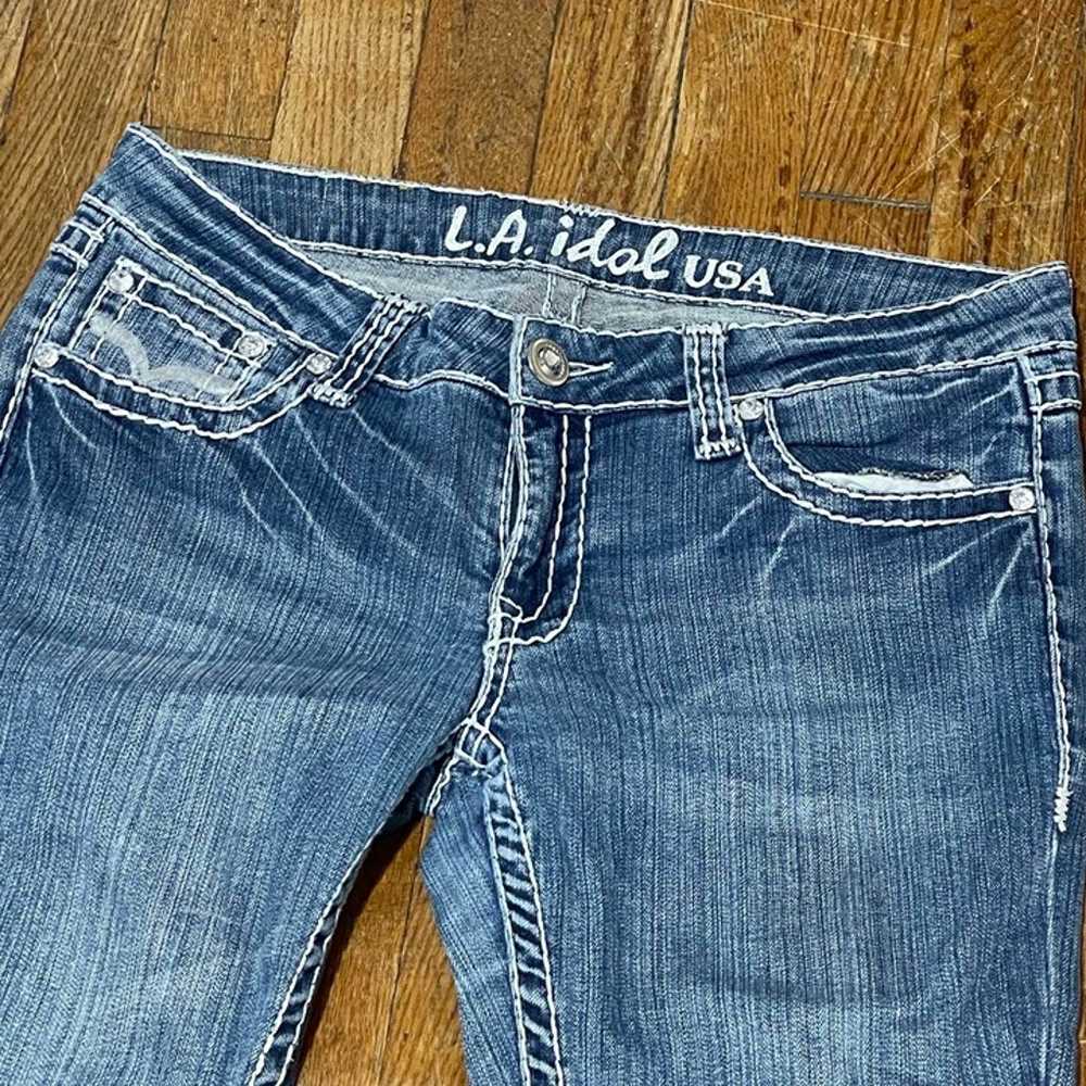 LA Idol USA Y2K vintage flare jeans with contrast… - image 5