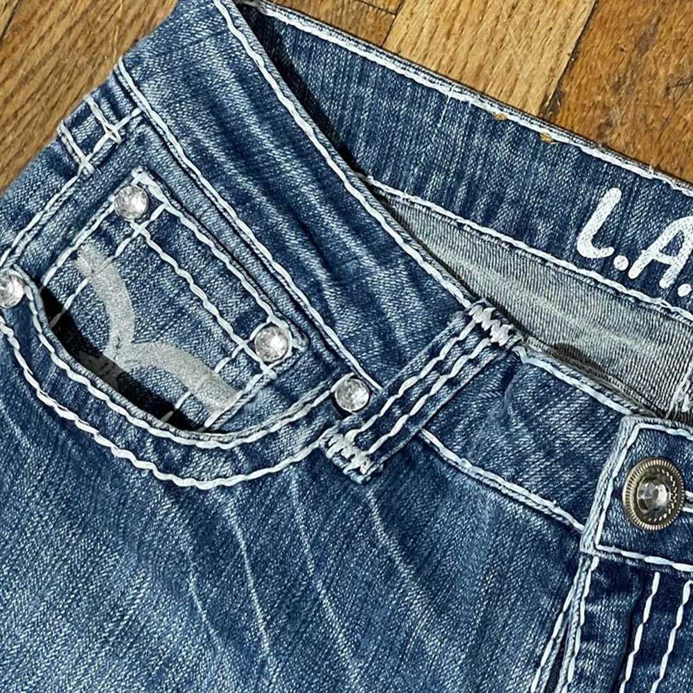 LA Idol USA Y2K vintage flare jeans with contrast… - image 6