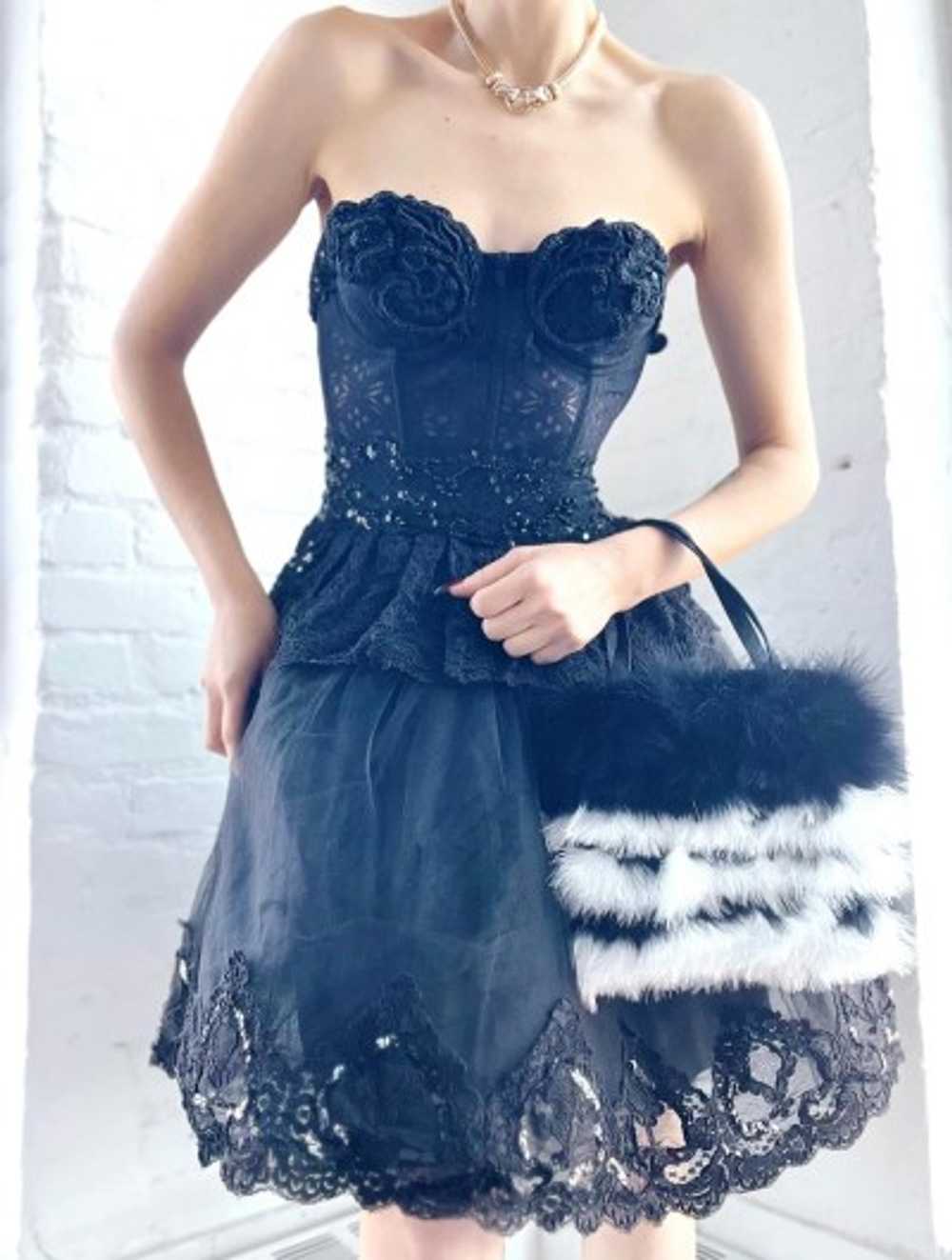 90s bustier tulle lace dress - image 2