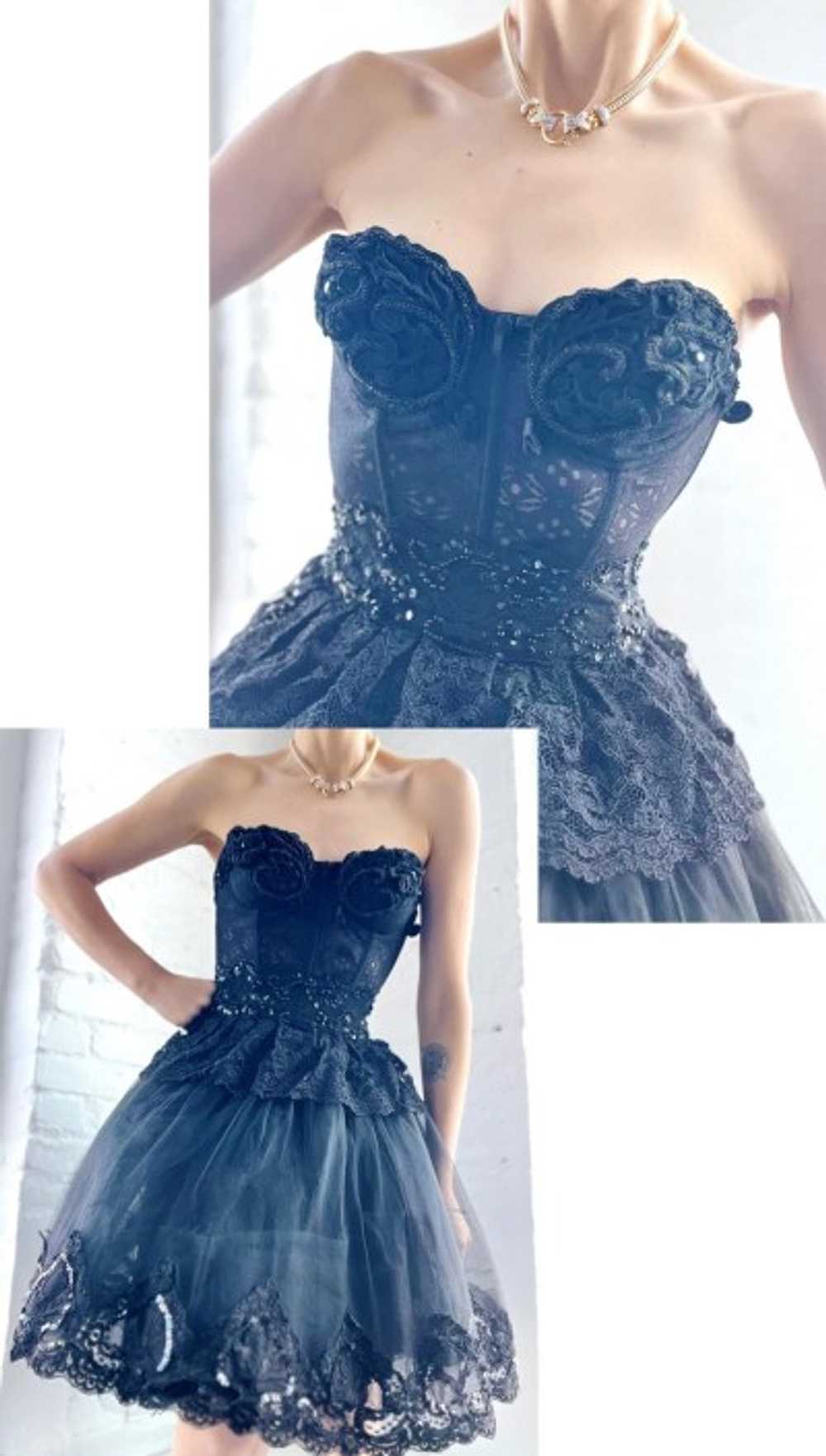 90s bustier tulle lace dress - image 4