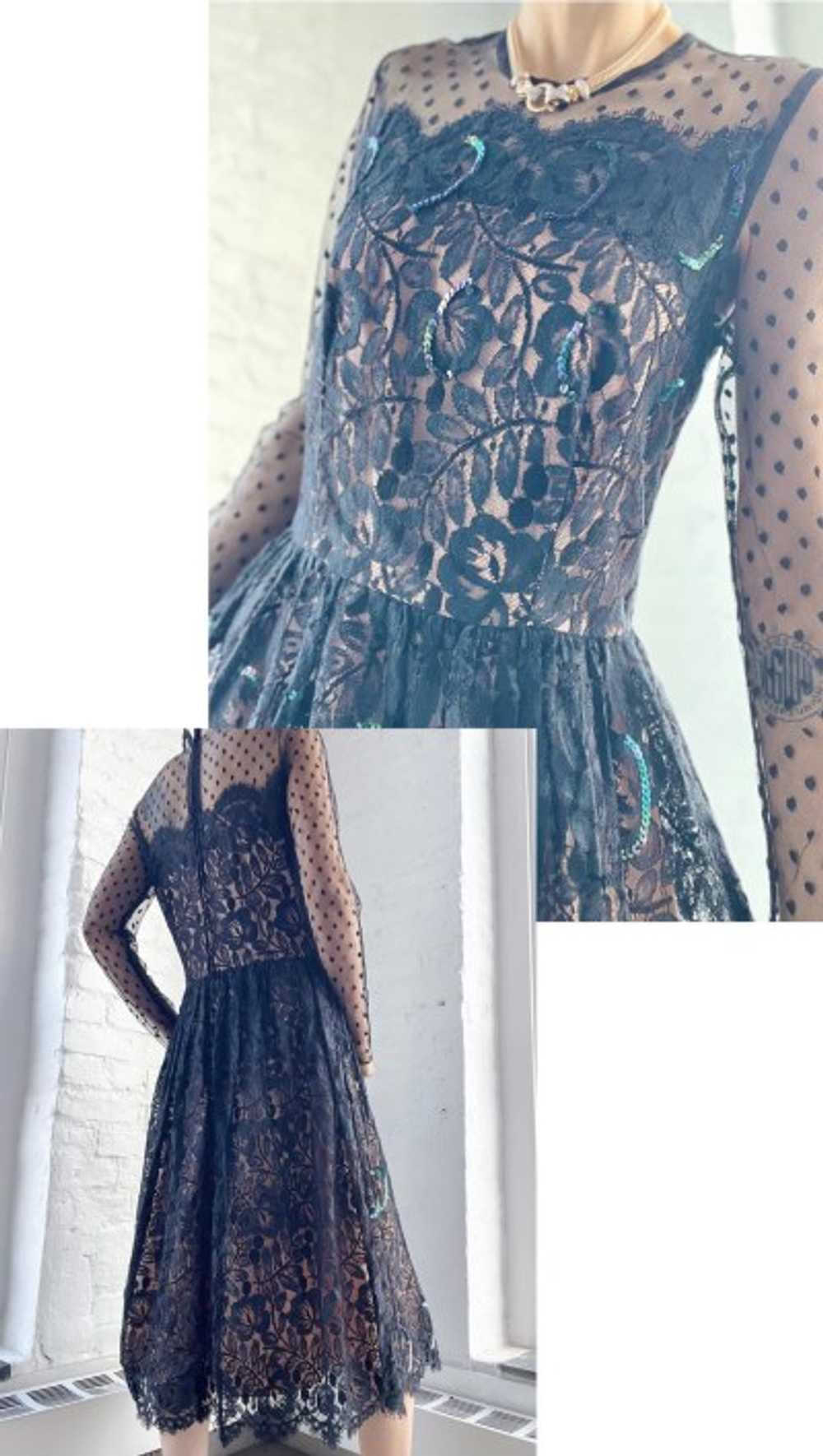illusion scallop lace midi dress - image 4