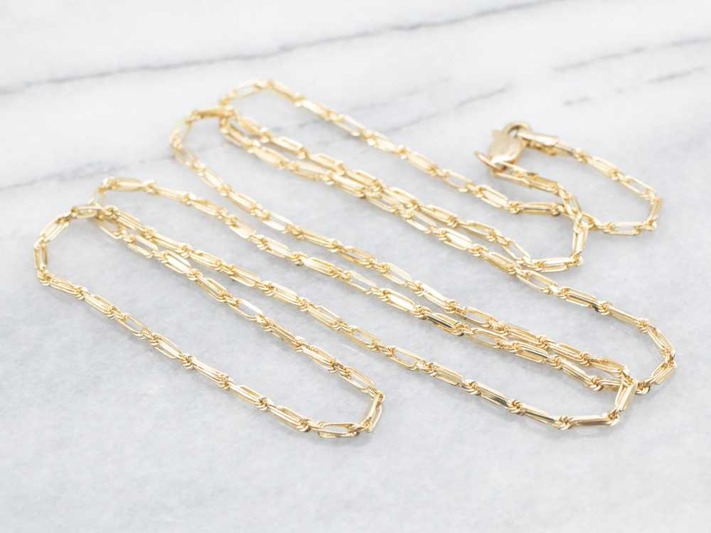 Yellow Gold Elongated Link Chain with Lobster Cla… - image 1