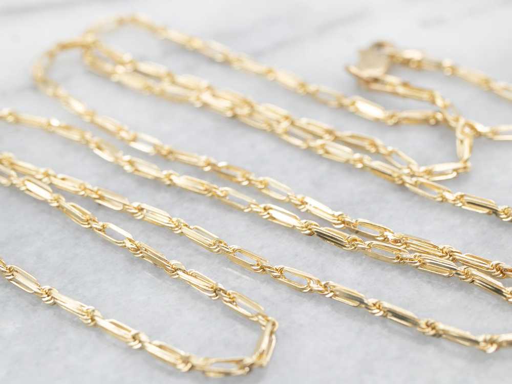 Yellow Gold Elongated Link Chain with Lobster Cla… - image 3