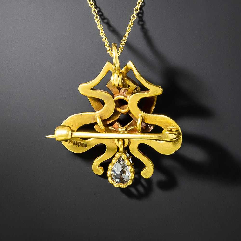 Art Nouveau Ruby and Diamond Brooch/Pendant - image 2