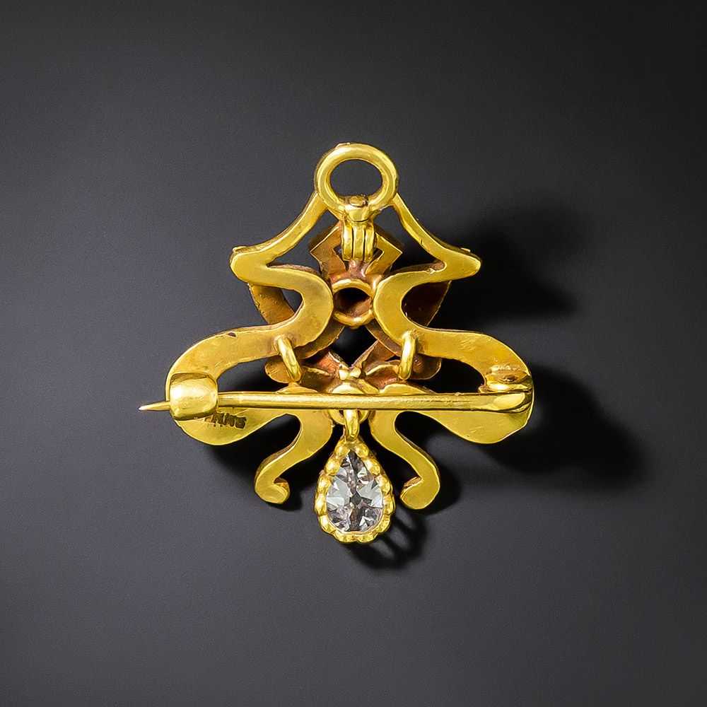 Art Nouveau Ruby and Diamond Brooch/Pendant - image 4