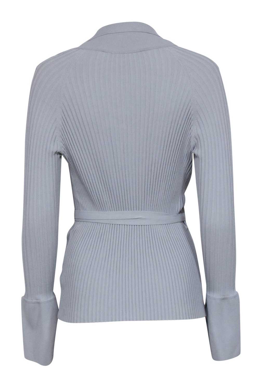 Live the Process - Grey Ribbed Wrap Top Sz M - image 3