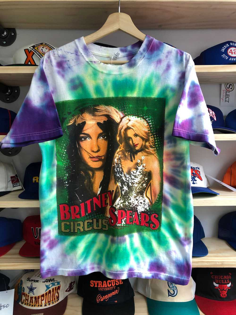 2008 Britney Spears Circus Tour Boot Tie Dye Tee … - image 1