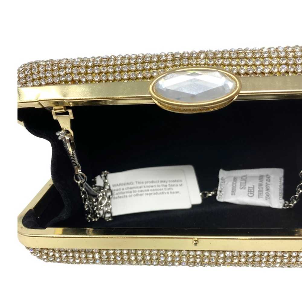 Gold Embellished Chain Strap Crossbody Clutch - image 5