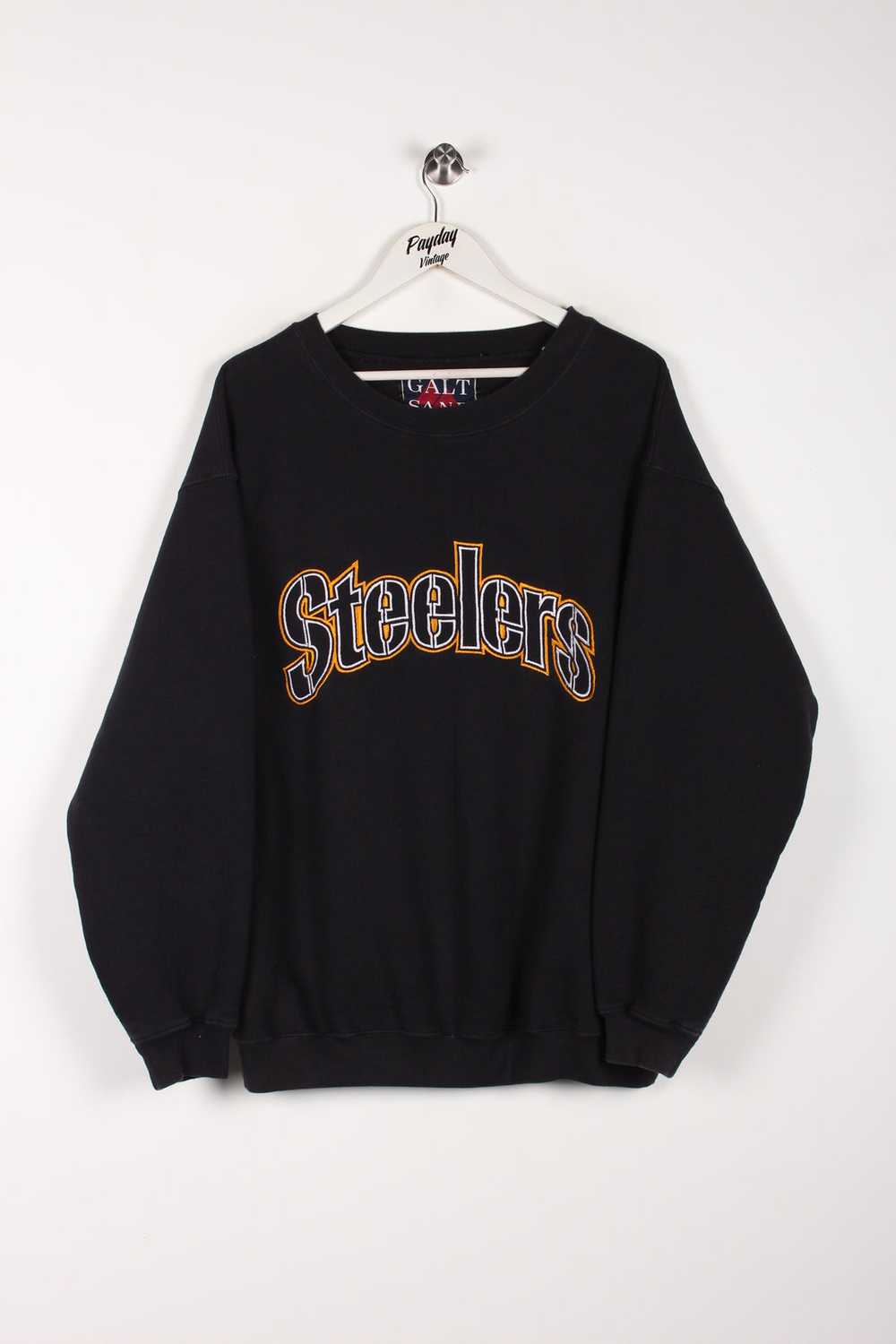 90's Steelers Heavyweight Sweatshirt Black XL - image 1