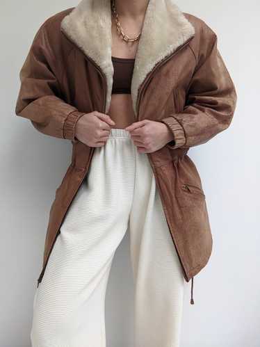 Rare Vintage Leather & Faux Fur Zip Coat - image 1