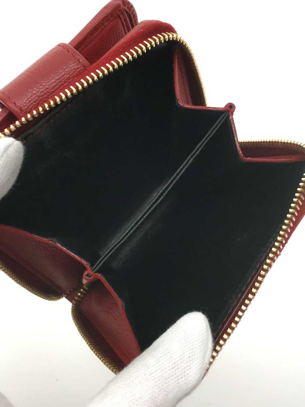 Yves Saint Laurent Bifold Wallet Leather Red Plai… - image 5