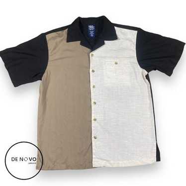 Fashion Vintage Striped Colorblock Short Sleeve Shirt Shirt-White