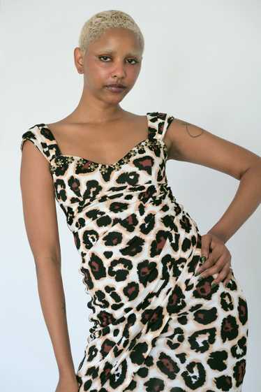 Vintage Blumarine Cruise Leopard Print Knit Dress 