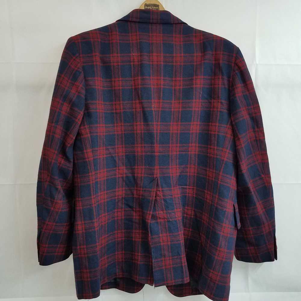 Pendleton red and navy plaid wool blazer - image 2