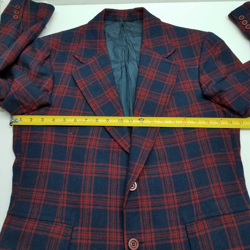Pendleton red and navy plaid wool blazer - image 4