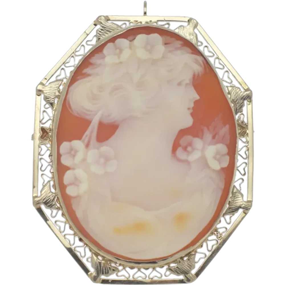 Antique Edwardian 14k White Gold And Shell Cameo … - image 1