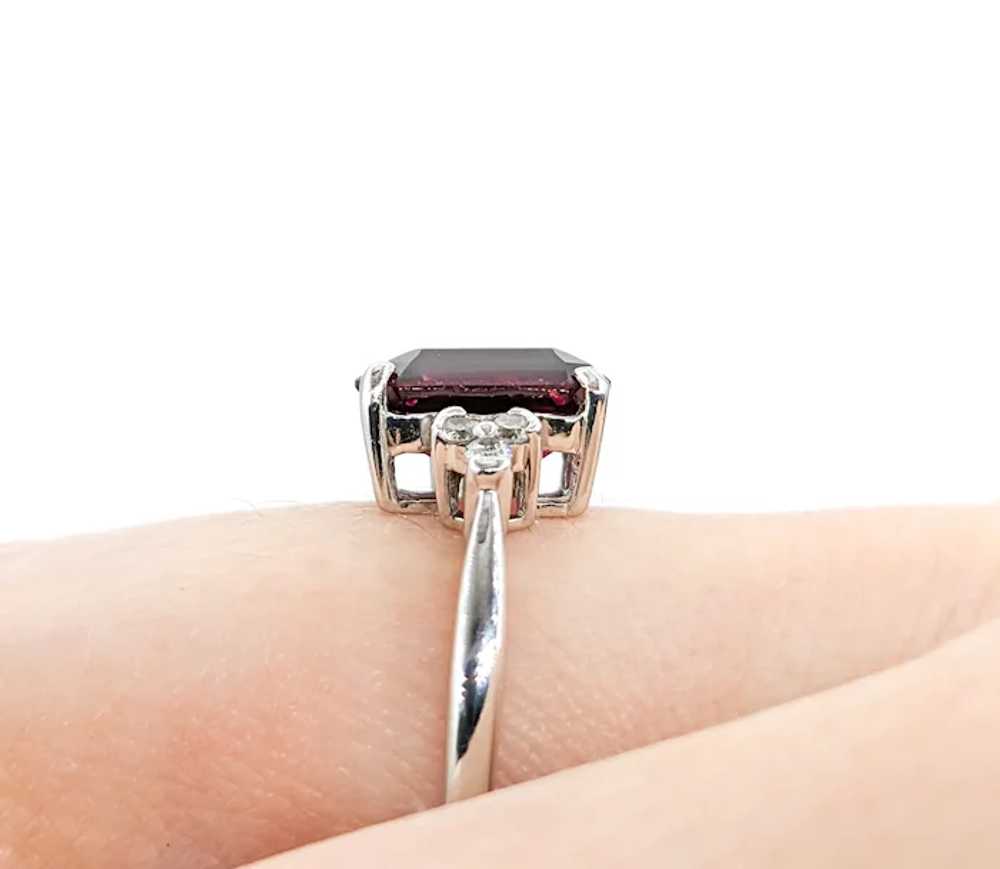 3.32ct Raspberry Garnet & Diamond Ring In White G… - image 10