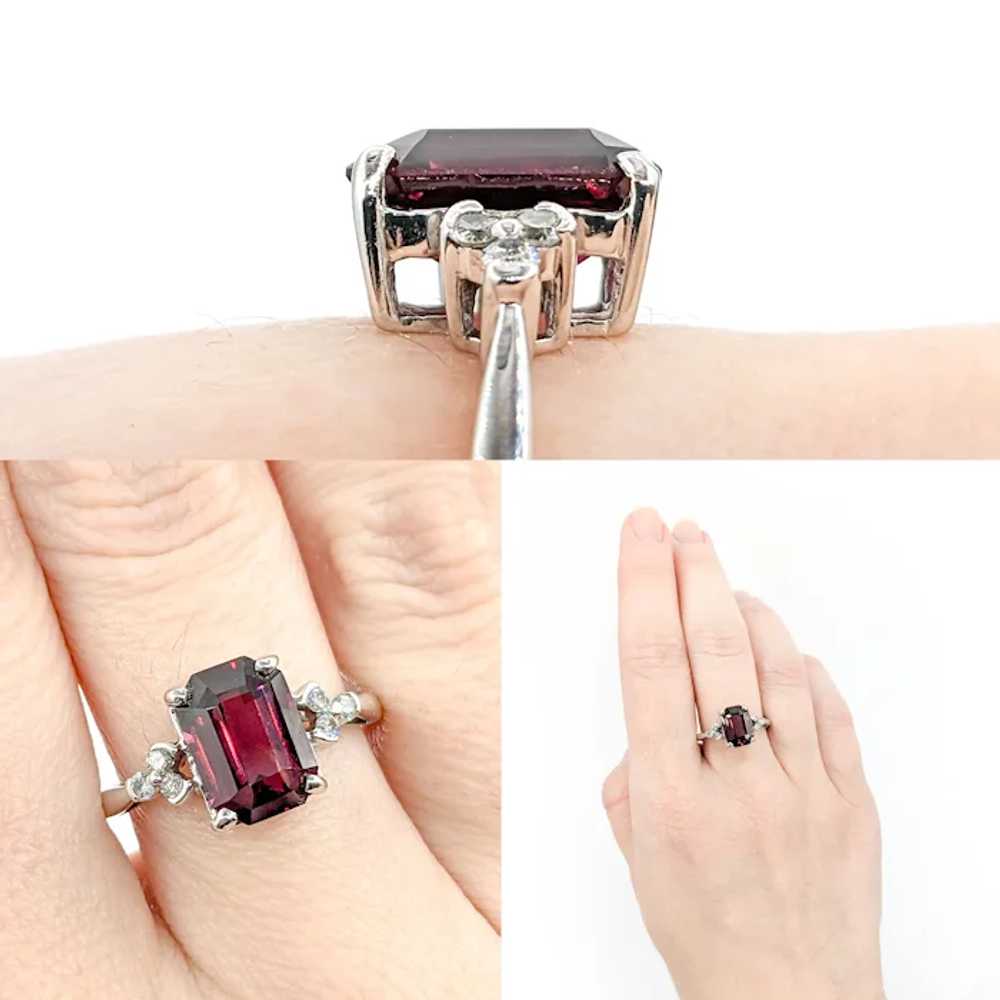 3.32ct Raspberry Garnet & Diamond Ring In White G… - image 2