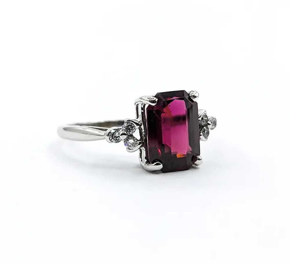 3.32ct Raspberry Garnet & Diamond Ring In White G… - image 4