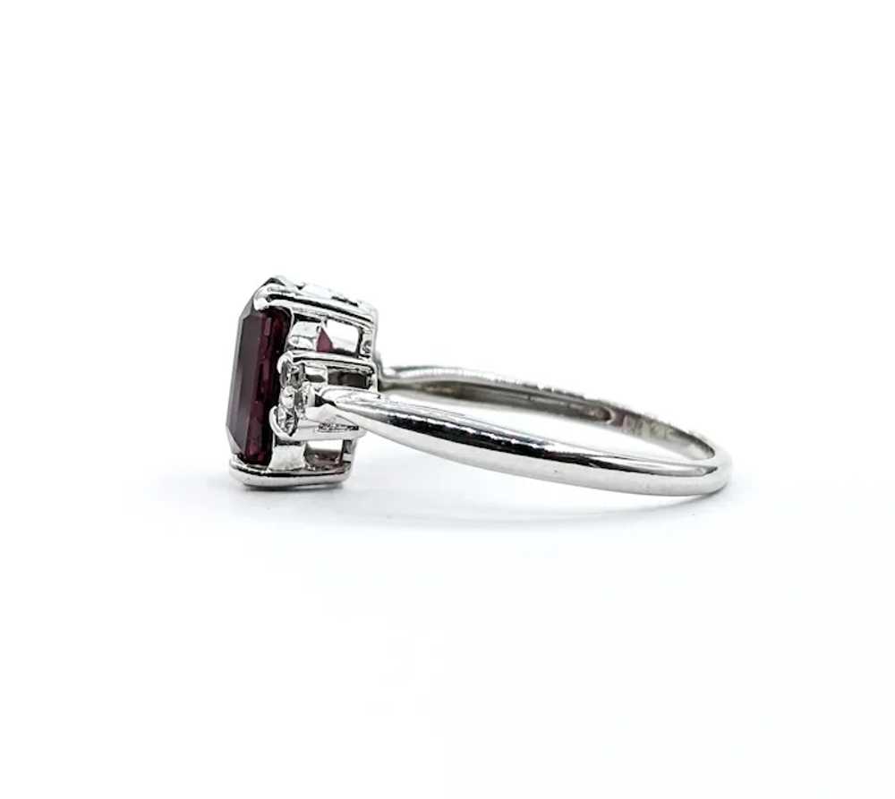 3.32ct Raspberry Garnet & Diamond Ring In White G… - image 5