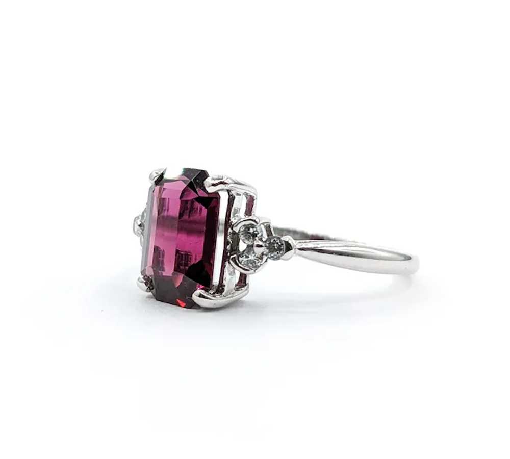 3.32ct Raspberry Garnet & Diamond Ring In White G… - image 6