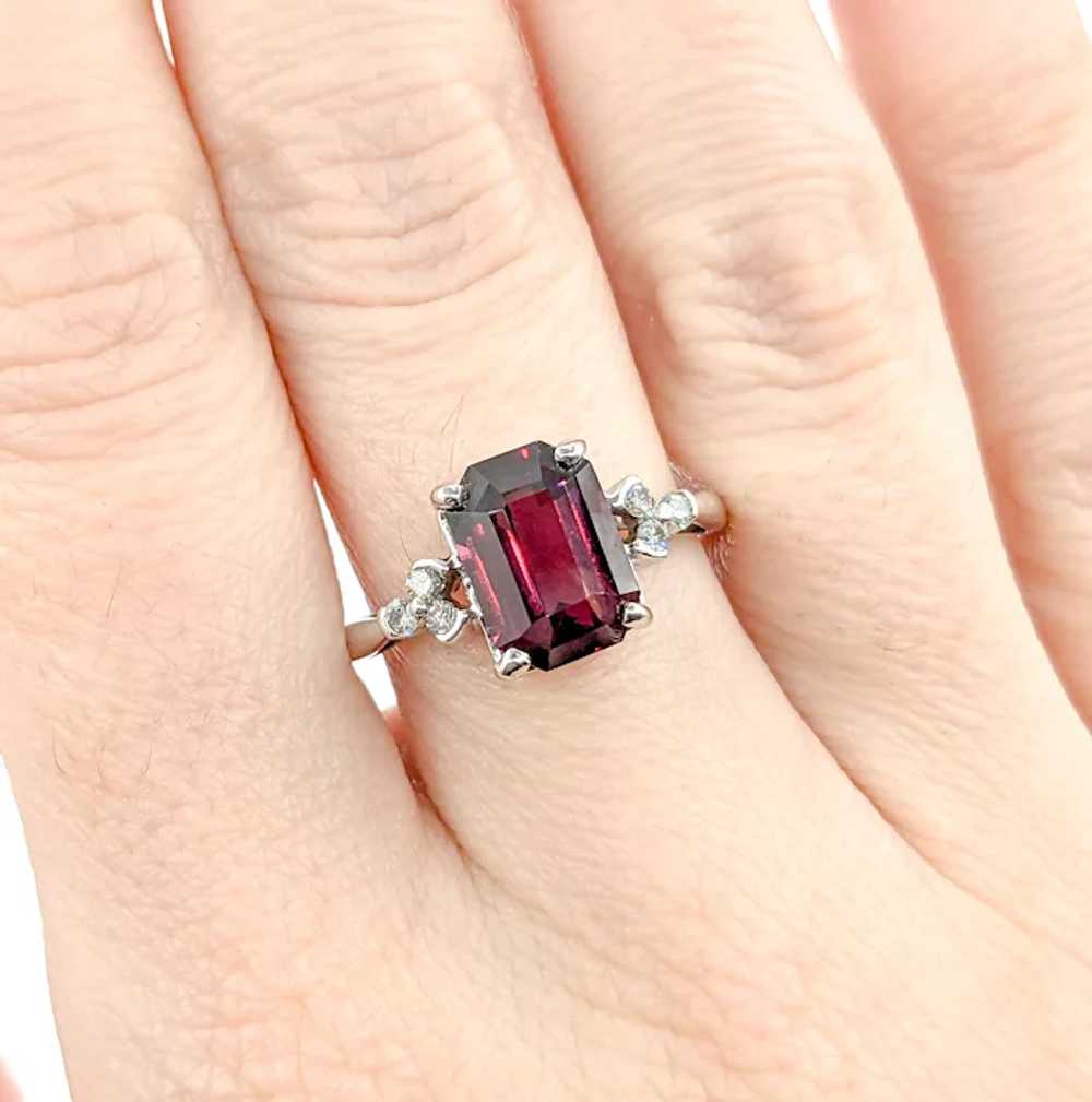 3.32ct Raspberry Garnet & Diamond Ring In White G… - image 7